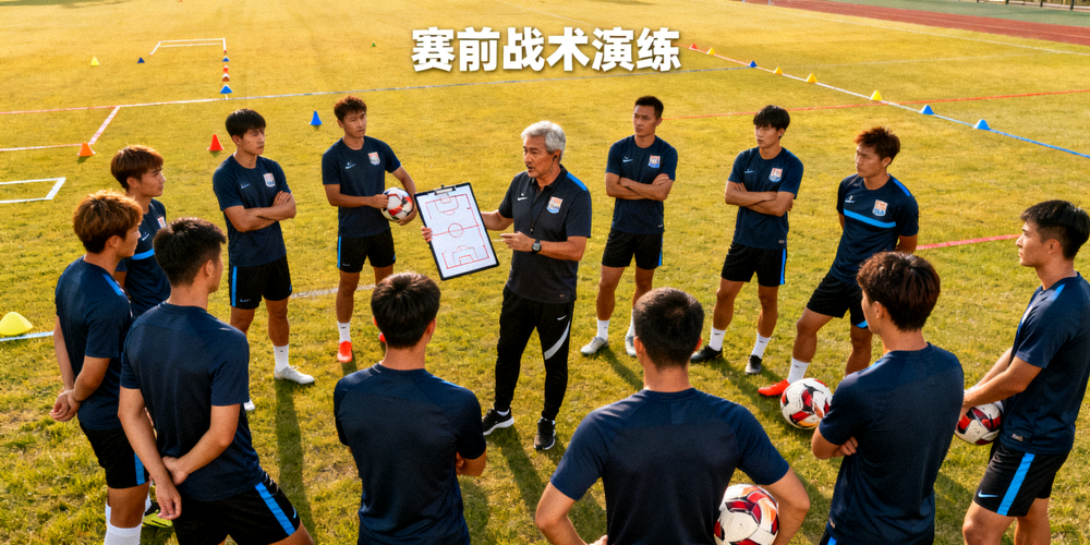 球队在训练场上进行战术演练，赛前分析文章配图