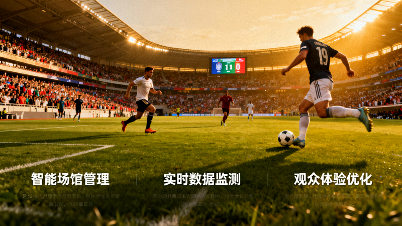 足球比赛在大型体育场内进行，足球赛事解决方案配图